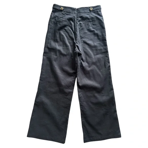 AQUA Bloomingdale’s Black Linen/Cotton High Waist Wide Leg Pants Medium NWT - Picture 5 of 8